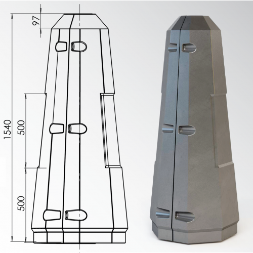 Цоколь восьмигранный стеклопластиковый А1 210х1540 мм в Москве


